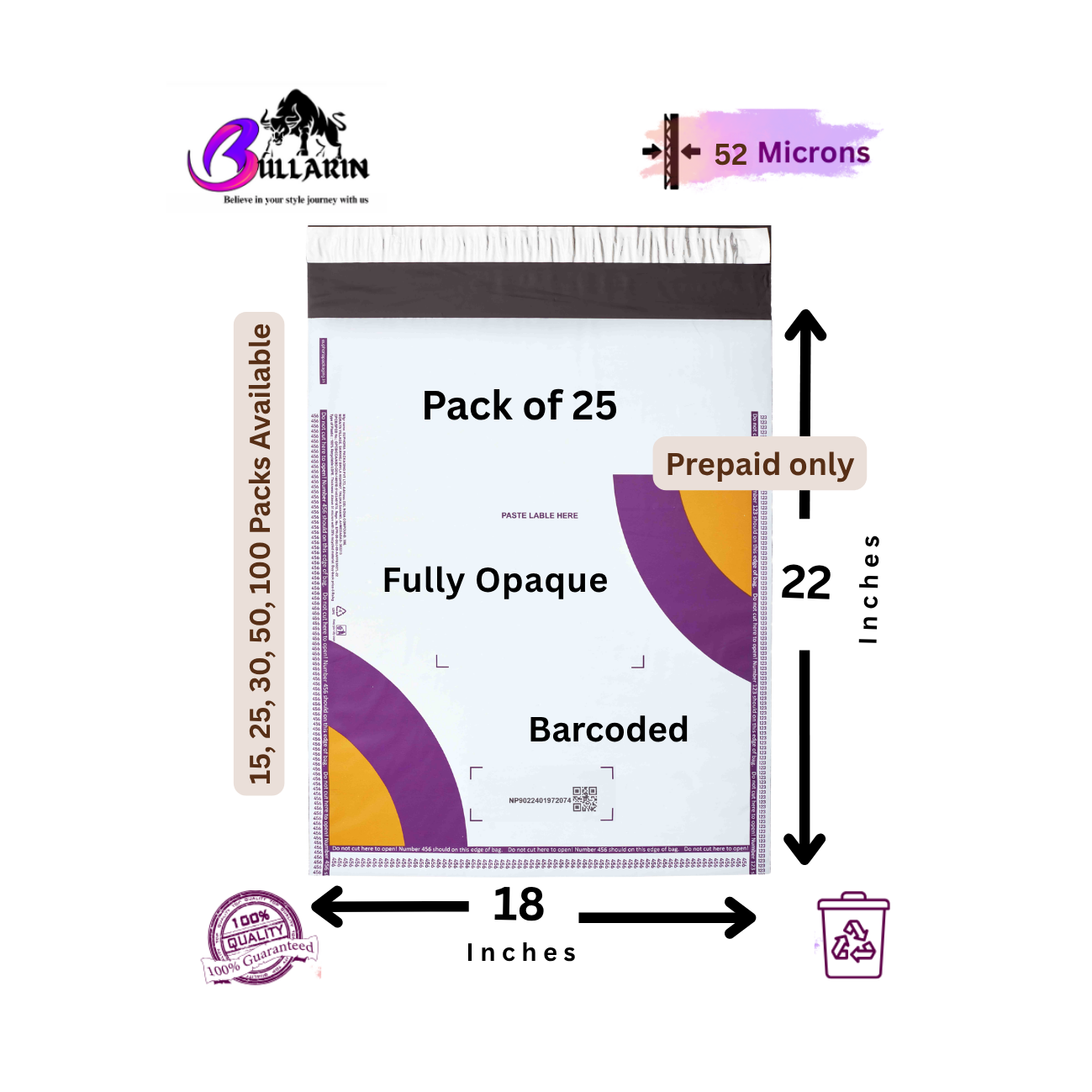 18x22 25 meesho poly courier bags